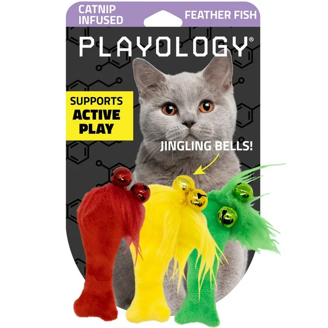 Playology Pouncing Feather Fish 3-pack