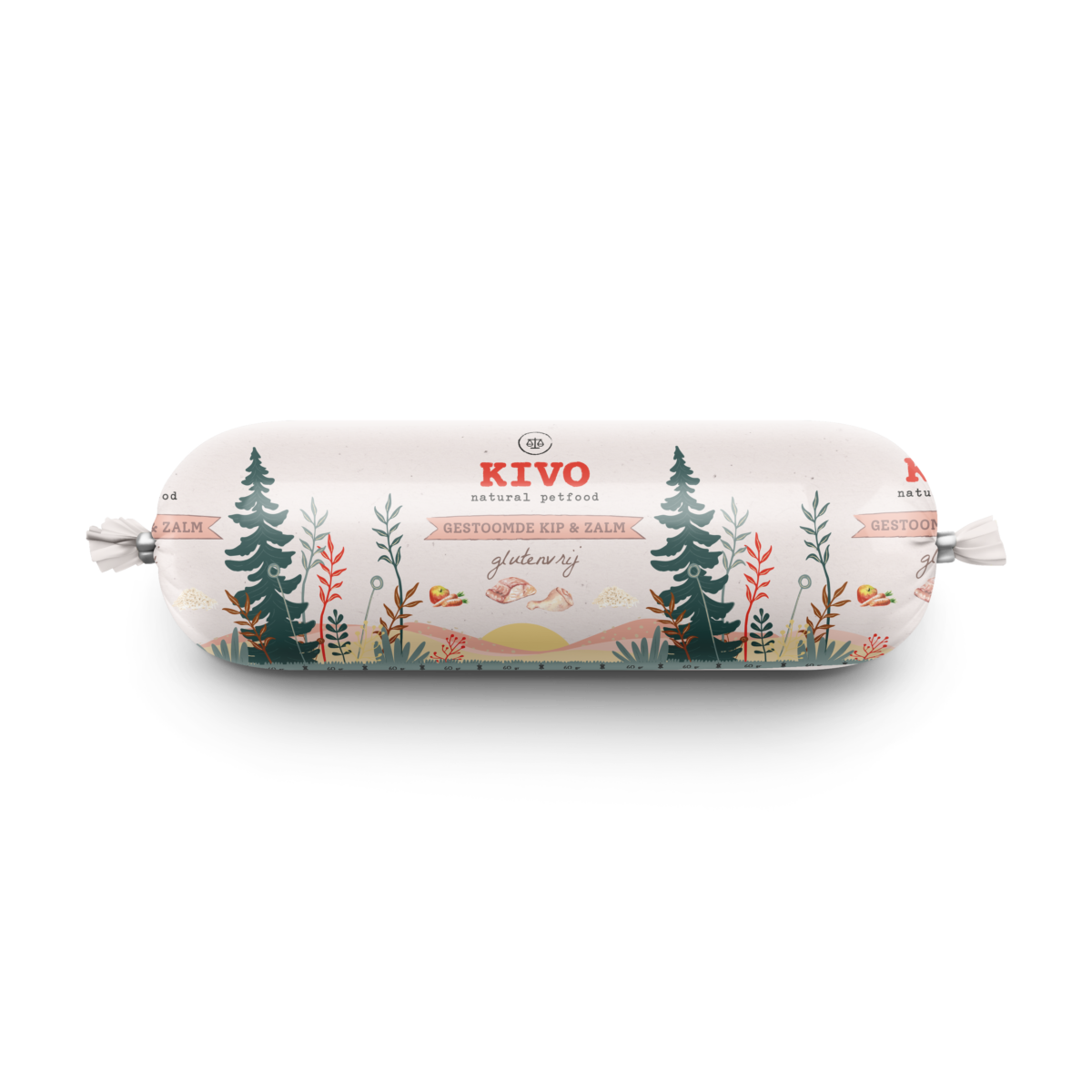 Kivo Gestoomde Kip & Zalm Compleet houdbare rol van 600 gram