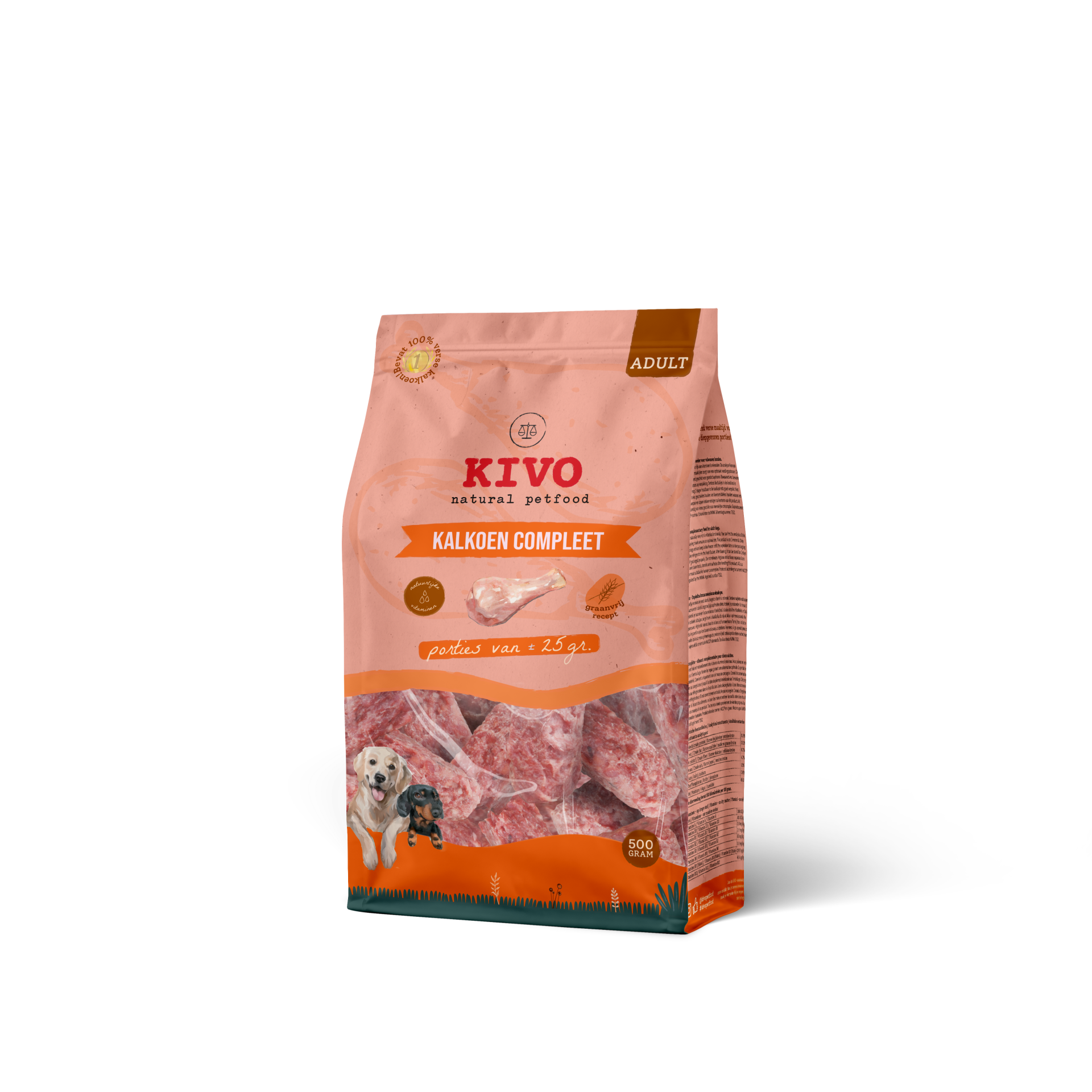 Kivo Kalkoen Compleet Porties 500 gram